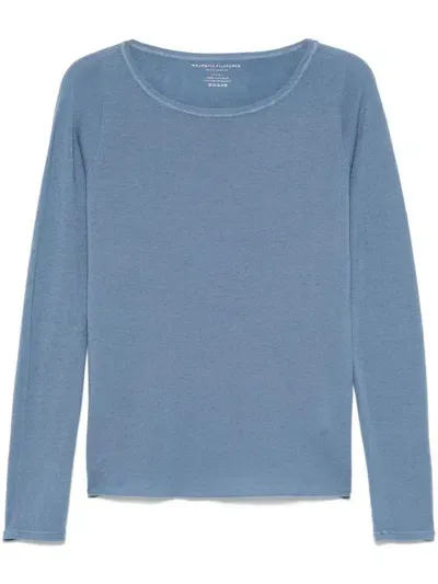 Majestic Light Blue Crewneck Cashmere Sweater