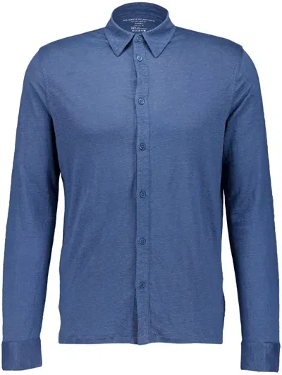 Majestic Linen-flax-blend Shirt In Blue