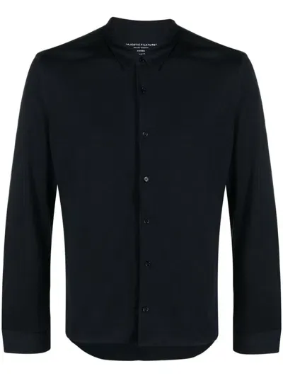 Majestic Lyocell-cotton Long-sleeve Shirt In Blau