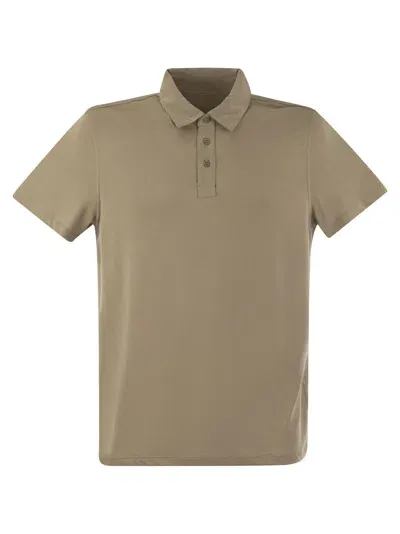 Majestic Short Sleeved Polo Shirt In Lyocell In Blanc