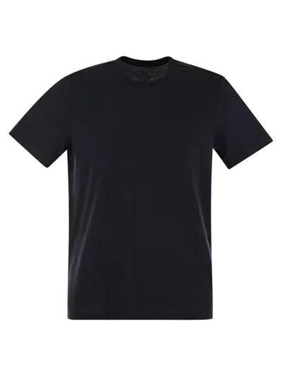 Majestic Short Sleeved T Shirt In Lyocell And Cotton In Black