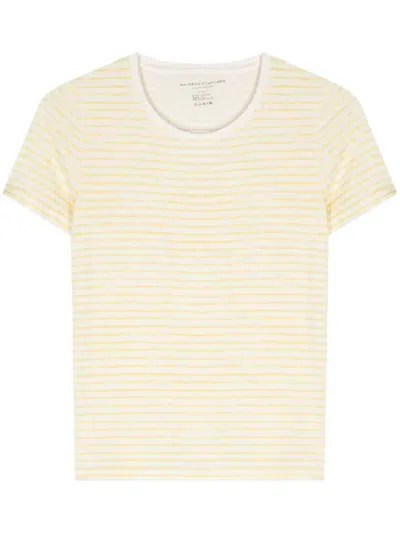 Majestic Striped Linen Blend T-shirt In Yellow