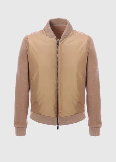 Malo Bomber In Lana E Cashmere In Brown