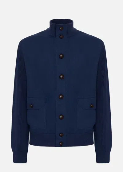 Malo Bomber In Lana Sostenibile In Blue