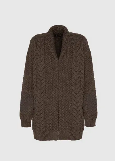 Malo Cardigan In Cashmere In Brown