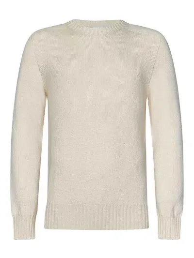 Malo Cream White Cashmere Crew Neck Sweater