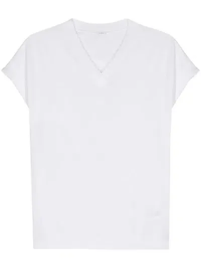 Malo V-neck Fine-knit Top In White