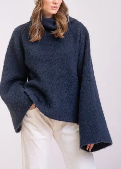 Malo Alpaca And Silk Turtleneck Sweater In Blue