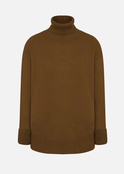 Malo Maglia Collo Alto In Cashmere In Brown