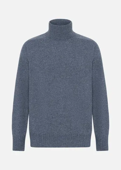 Malo Maglia Collo Alto In Cashmere In Blue