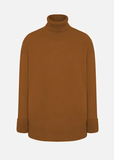 Malo Maglia Collo Alto In Cashmere In Brown