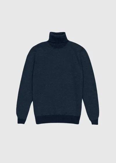 Malo Maglia Collo Alto In Cashmere In Blue