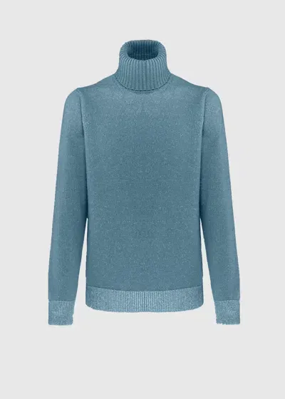 Malo Maglia Collo Alto In Cashmere In Blue