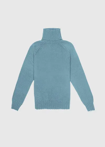 Malo Maglia Collo Alto In Cashmere E Lana In Blue