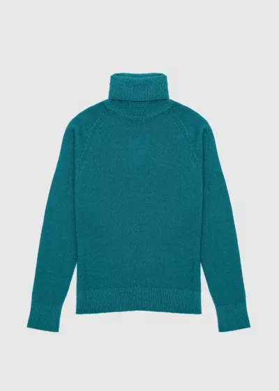 Malo Maglia Collo Alto In Misto Cashmere In Blue