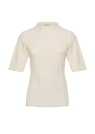 Malo Maglia Collo Alto In Misto Lana Vergine In White