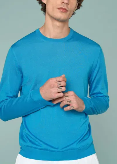 Malo Maglia Girocollo In Cashmere E Seta In Blue