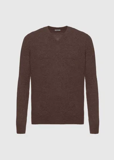 Malo Maglia Scollo V In Cashmere In Brown