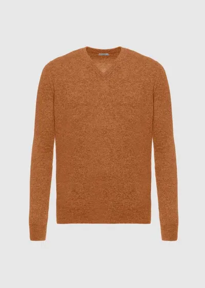 Malo Maglia Scollo V In Cashmere In Brown