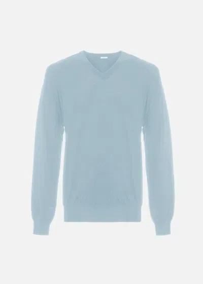 Malo Maglia Scollo V In Cashmere In Blue