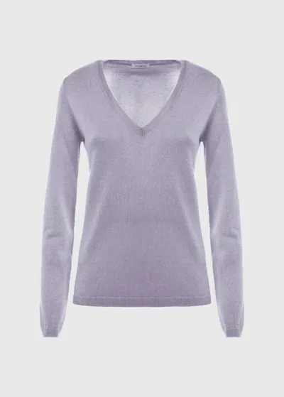 Malo Maglia Scollo V In Cashmere In Purple