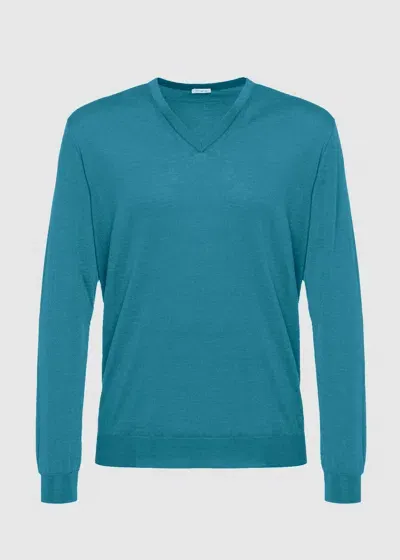 Malo Maglia Scollo V In Cashmere E Seta In Blue