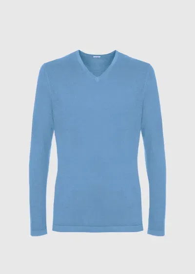 Malo Maglia Scollo V In Cashmere E Seta In Blue