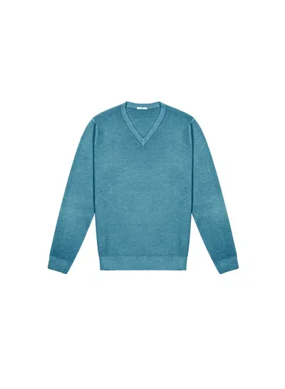 Malo Maglia Scollo V In Misto Cashmere In Blue