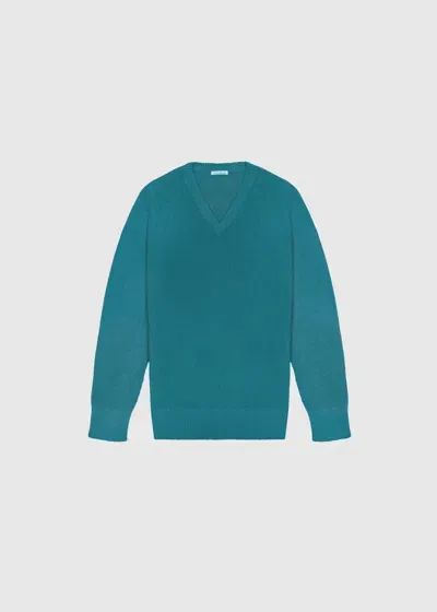 Malo Maglia Scollo V In Misto Cashmere In Blue