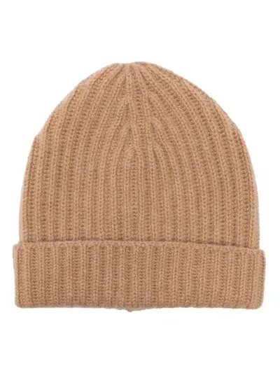 Malo Ribbed-knit Beanie Hat In Brown