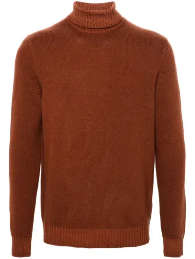 Malo Roll-neck Wool Jumper In Red