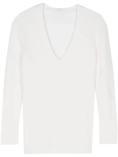 Malo V-neck Sweater In White