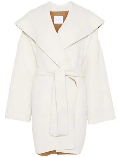 Malo Wide Lapels Belted Coat In White