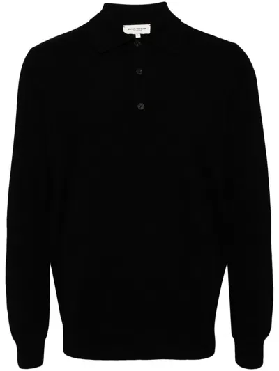 Man On The Boon. Cashmere Polo Jumper In Black