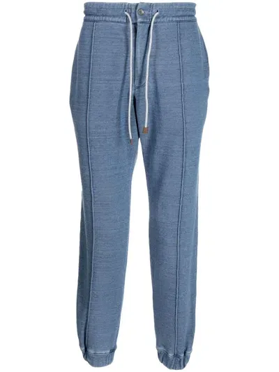 Man On The Boon. Pintuck-detail Cotton Track Pants In Blue