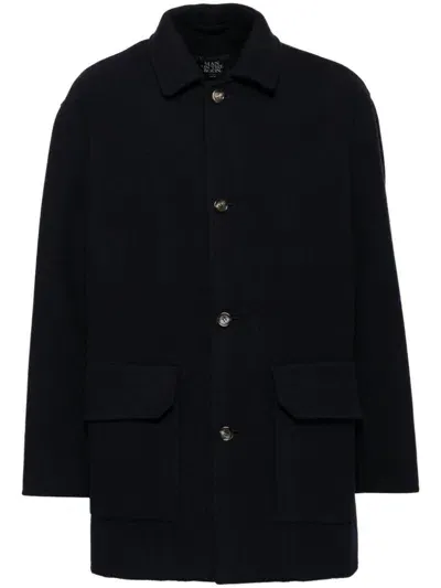 Man On The Boon. Tweed Wool Coat In Blue