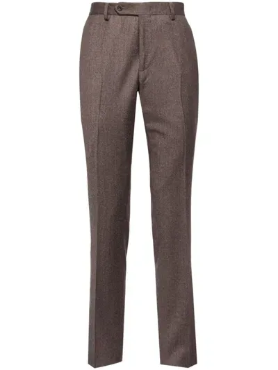 Man On The Boon. Wool Regular Trousers In Brown