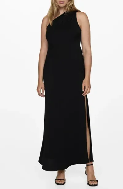 Mango Asymmetric Dress In Black