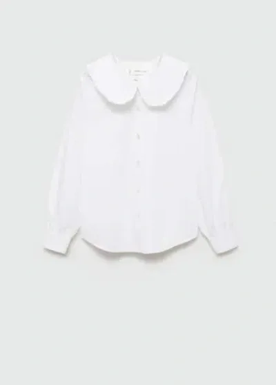 Mango Kids' Baby-collar Openwork Shirt White