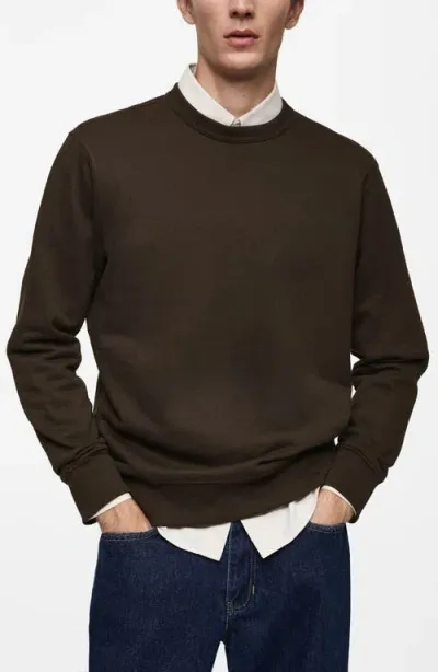 Mango Cotton Blend Sweatshirt In Chocolate