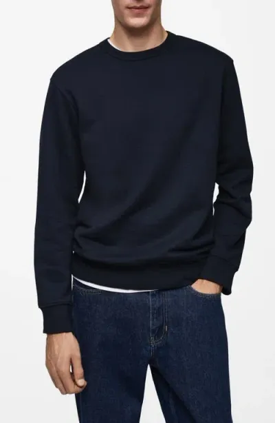 Mango Cotton Blend Sweatshirt In Dark Navy