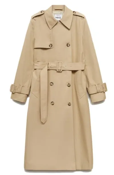 Mango Cotton Blend Trench Coat In Brown