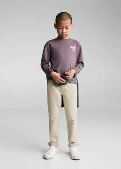 Mango Kids' Cotton Chinos Ice Grey