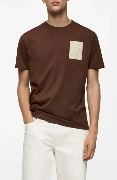 Mango Cotton Graphic T-shirt In Brown