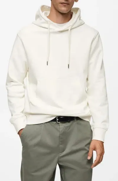 Mango Cotton Hoodie In Ecru