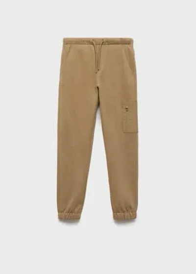 Mango Kids' Cotton Jogger-style Trousers Medium Brown