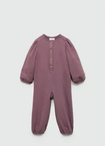 Mango Kids' Cotton Long Jumpsuit Dark Red In Pink