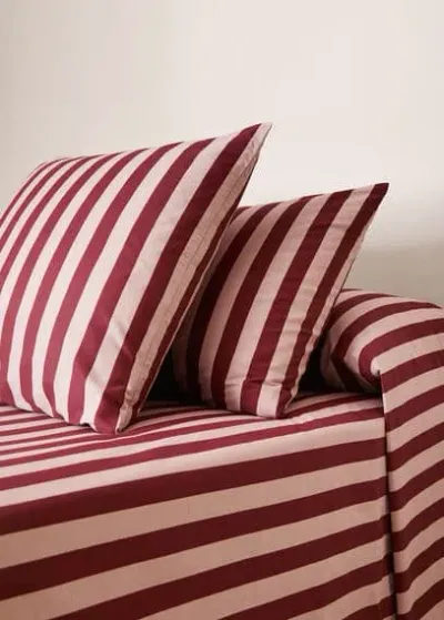 Mango Cotton Percale Pillowcase Stripes Kodak 60x60cm Pink