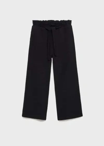 Mango Kids' Cotton Wideleg Trousers Black