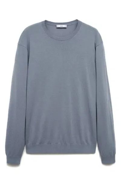 Mango Crewneck Cotton Sweater In China Blue